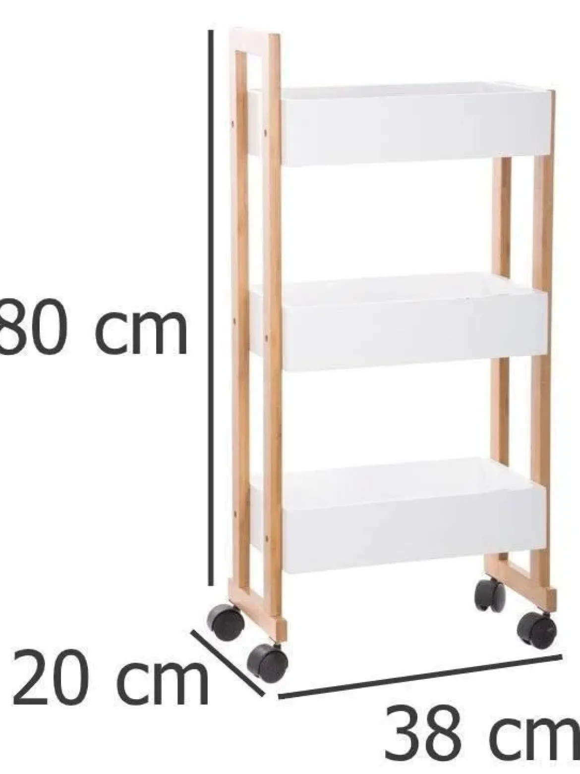 Wózek łazienkowy BAMBOO, szafka bambusowa - 3 poziomy