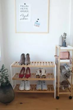 Wózek do kuchni, stolik z bambusa do serwowania dań, barek na kółkach.