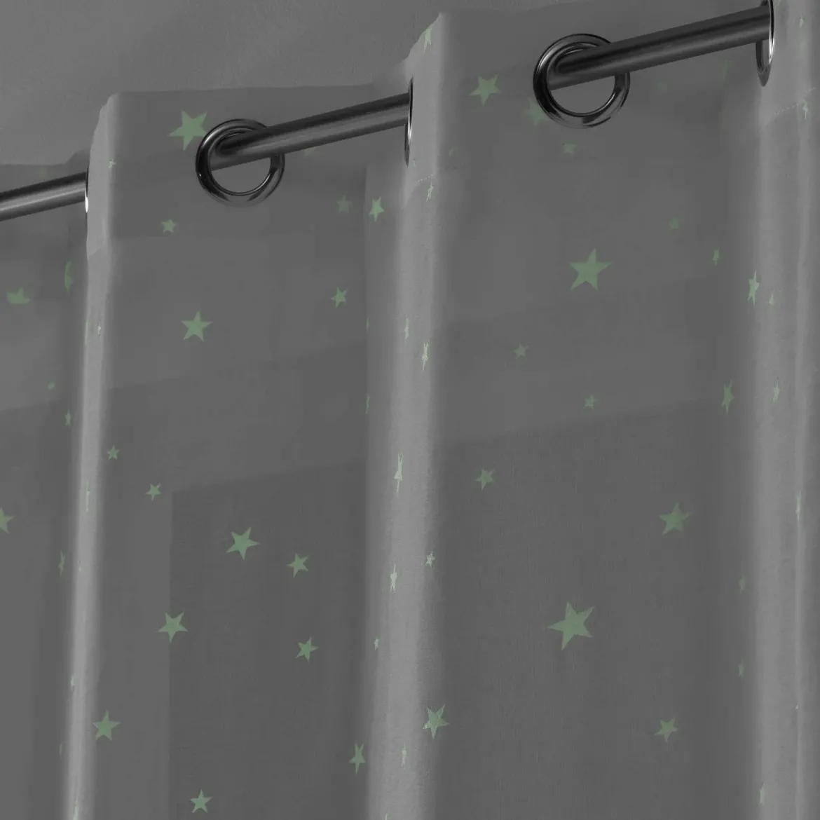Zasłona na przelotkach ze wzorem, gwiazdki świecące w ciemności FLUO NIGHT