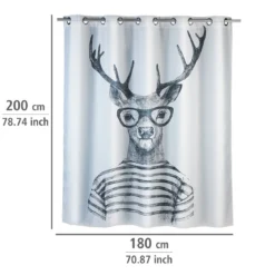 Zasłona prysznicowa Mr Deer, tekstylna, 180x200 cm, WENKO