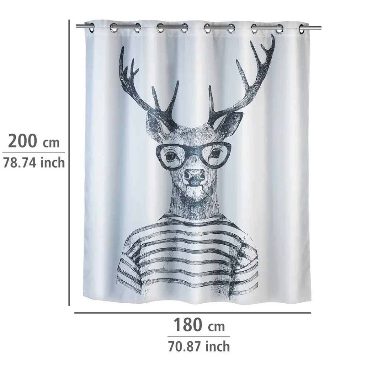 Zasłona prysznicowa Mr Deer, tekstylna, 180x200 cm, WENKO