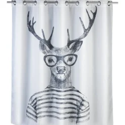 Zasłona prysznicowa Mr Deer, tekstylna, 180x200 cm, WENKO