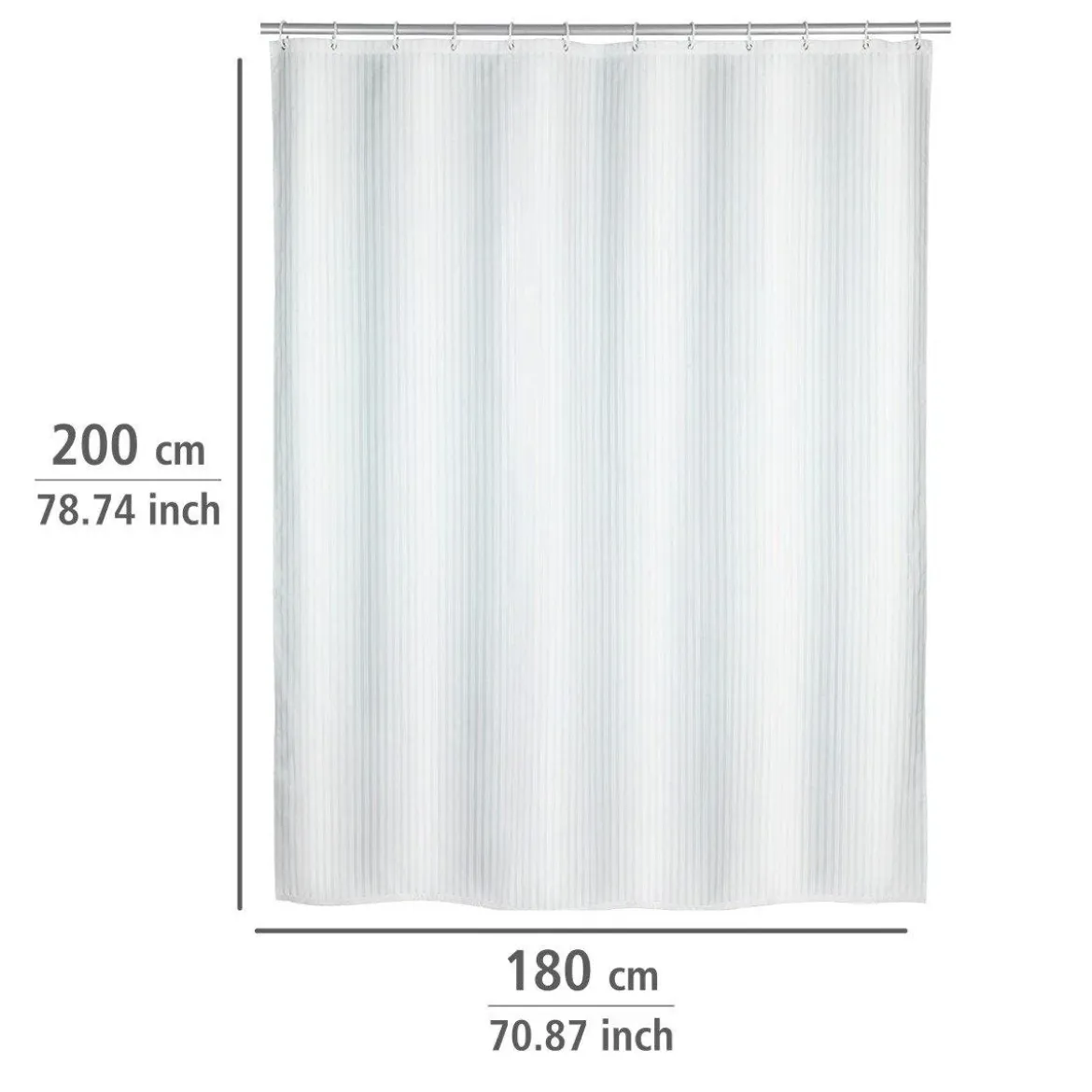 Zasłona prysznicowa z poliestru, wodoodporna kurtyna PALAIS + 12 pierścieni mocujących - 200 x 180 cm, WENKO
