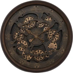Zegar ścienny duży vintage Alban, widoczny mechanizm, Ø 76 cm
