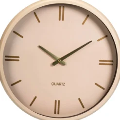 Zegar ścienny EPOCH w kolorze kremowym z metalowym akcentem, 38 cm