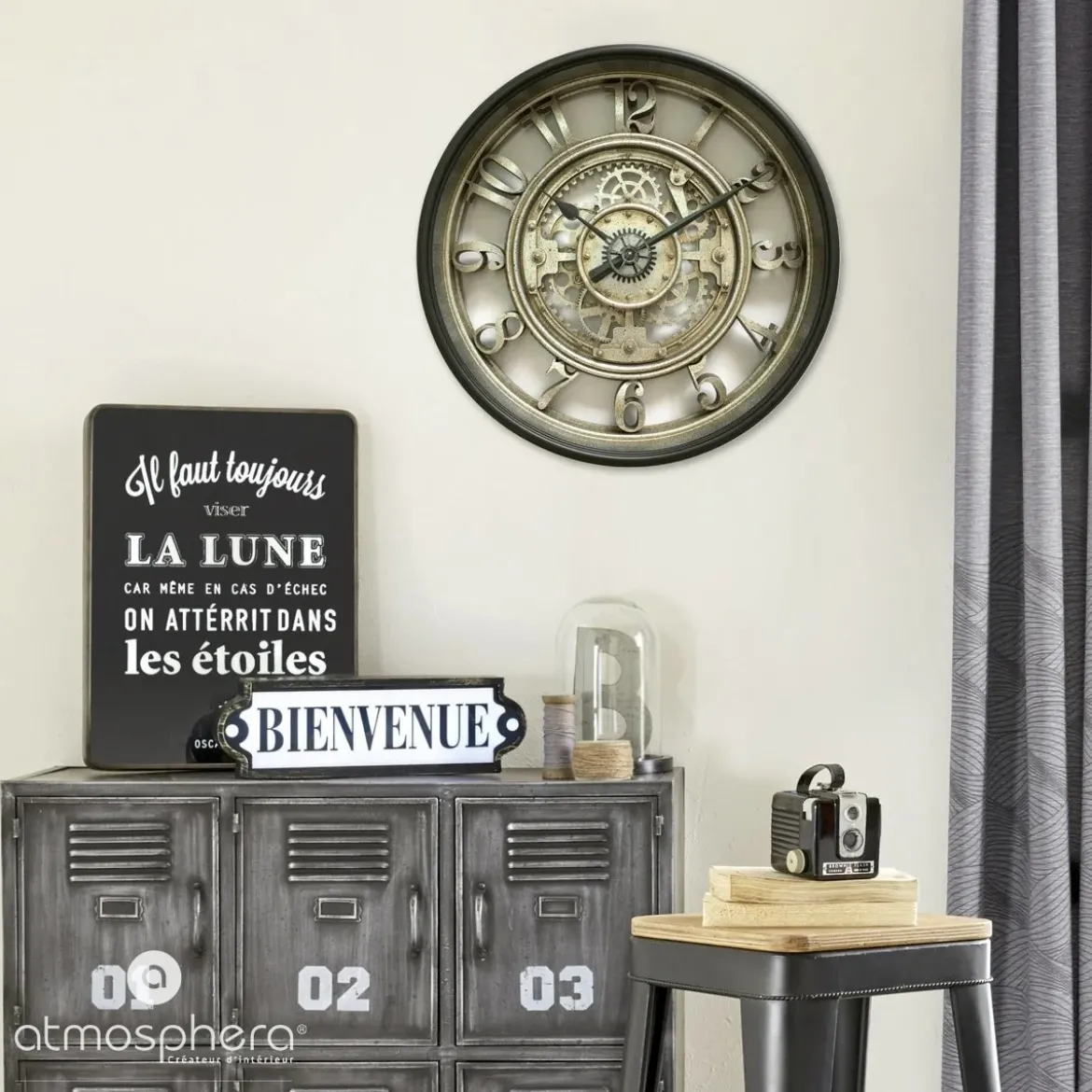 Zegar ścienny MECA w stylu loft, Ø 51 cm