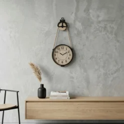 Zegar ścienny na jutowym sznurku PALO, Ø 27 cm