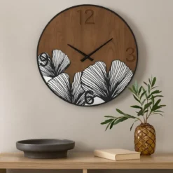 Zegar ścienny WOOD, brązowy, Ø 60 cm