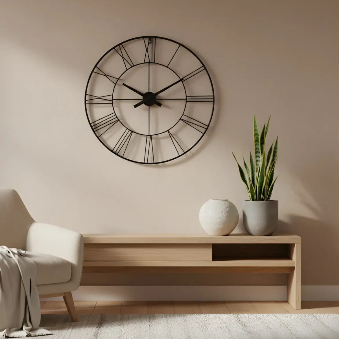Zegar ścienny w stylu industrialnym ARATIO, Ø 70 cm