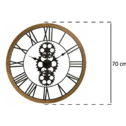 Zegar ścienny z widocznym mechanizmem, Ø 70 cm, drewniana oprawa