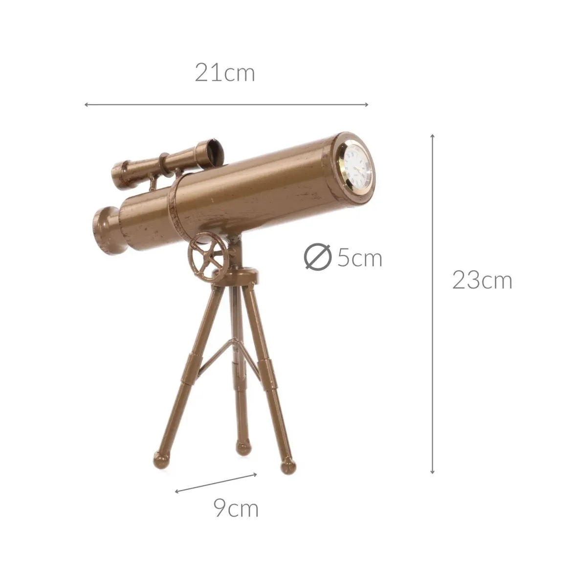Zegar do salonu TELESKOP, metalowy, 23 cm