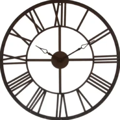 Zegar wiszący z metalu, tarcza z dużymi elementami w stylu vintage