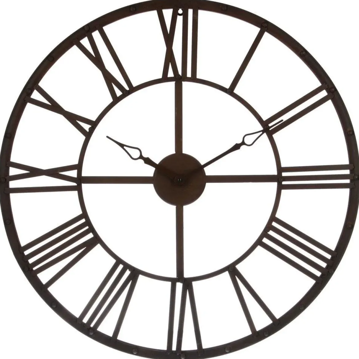 Zegar wiszący z metalu, tarcza z dużymi elementami w stylu vintage