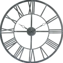 Zegar wiszący z metalu, tarcza z dużymi elementami w stylu vintage