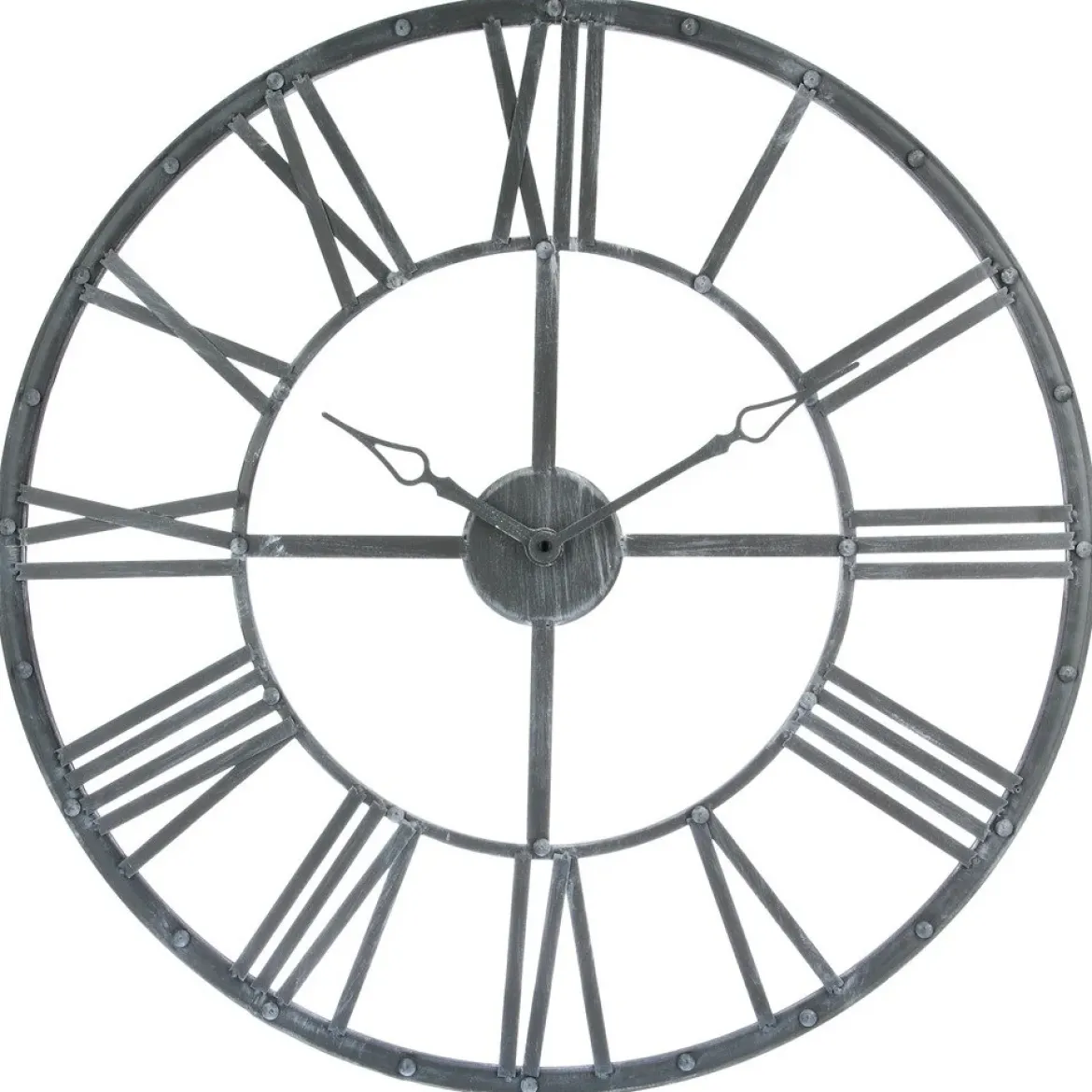 Zegar wiszący z metalu, tarcza z dużymi elementami w stylu vintage