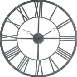 Zegar wiszący z metalu, tarcza z dużymi elementami w stylu vintage
