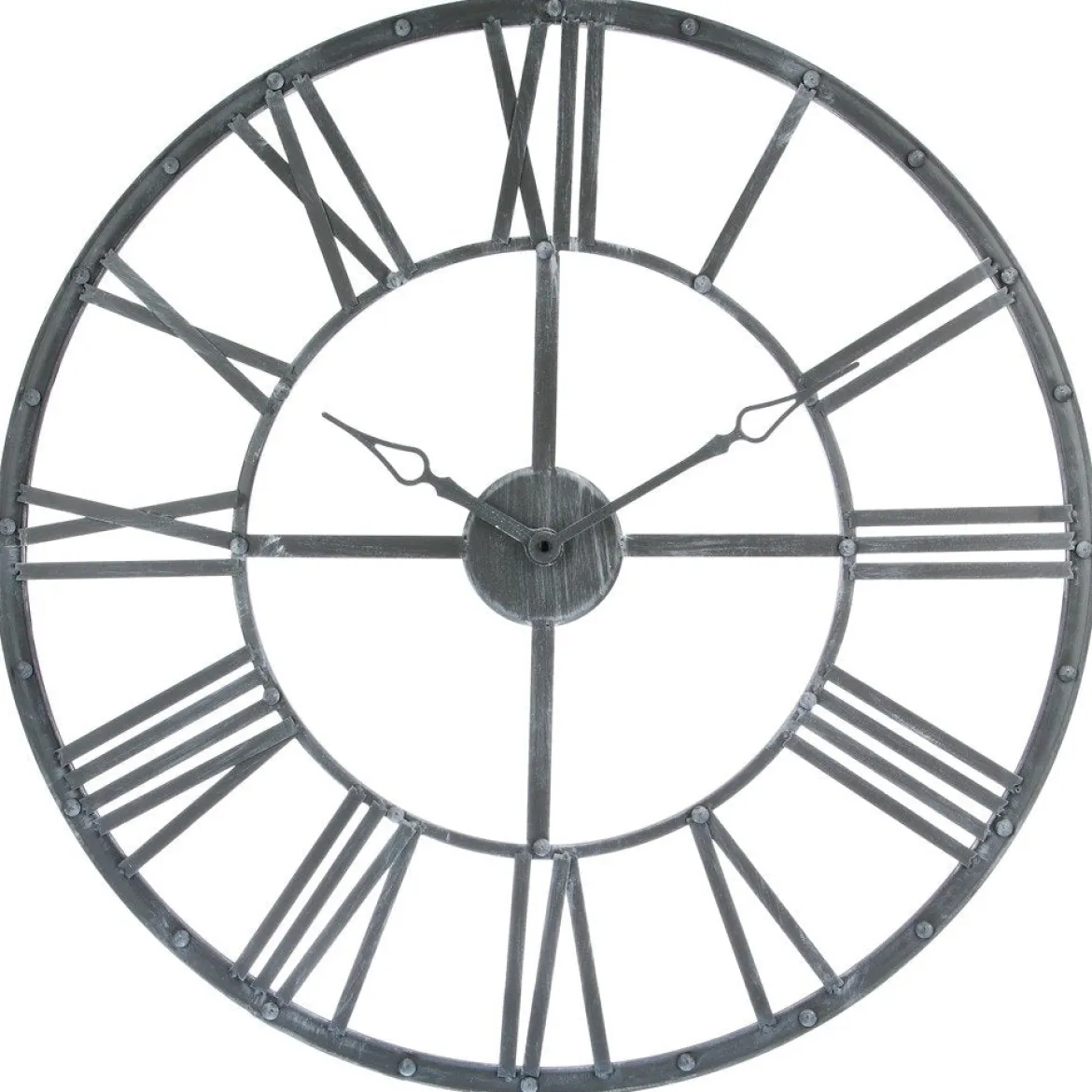 Zegar wiszący z metalu, tarcza z dużymi elementami w stylu vintage