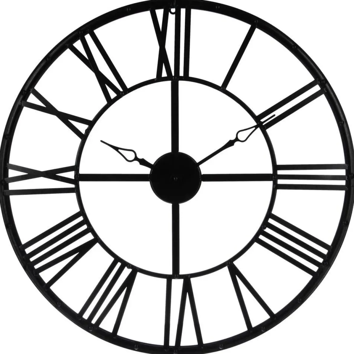 Zegar wiszący z metalu, tarcza z dużymi elementami w stylu vintage