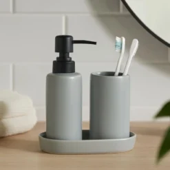 Zestaw łazienkowy PLY, ceramiczny dozownik, kubek i taca