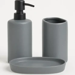Zestaw łazienkowy PLY, ceramiczny dozownik, kubek i taca