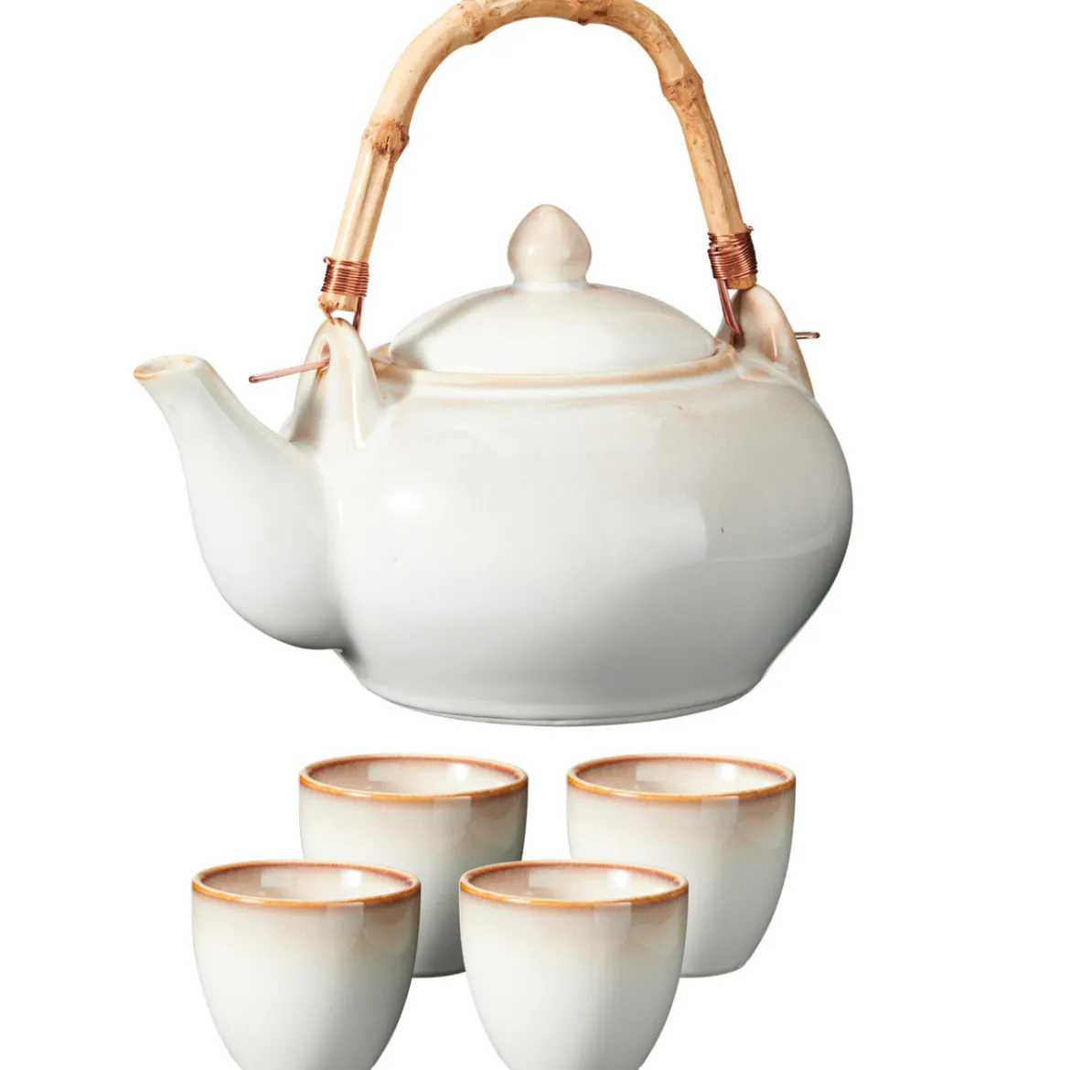 Zestaw do herbaty, ceramiczny, dzbanek 1 l i 4 filiżanki