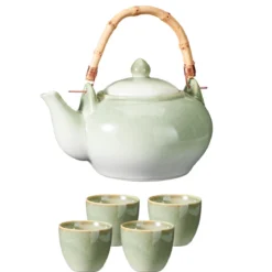 Zestaw do herbaty, ceramiczny, dzbanek 1 l i 4 filiżanki