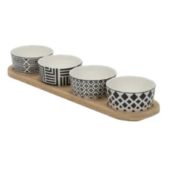 Zestaw do serwowania przekąsek, 4 miseczki, porcelana