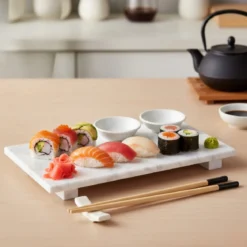 Zestaw do serwowania sushi ORIA dla 2 osób, 9 elementów, taca z marmuru