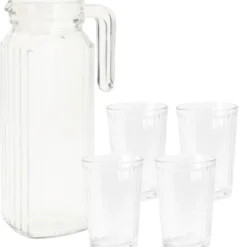 Zestaw dzbanek i 4 szklanki, 1,1 l + 200 ml