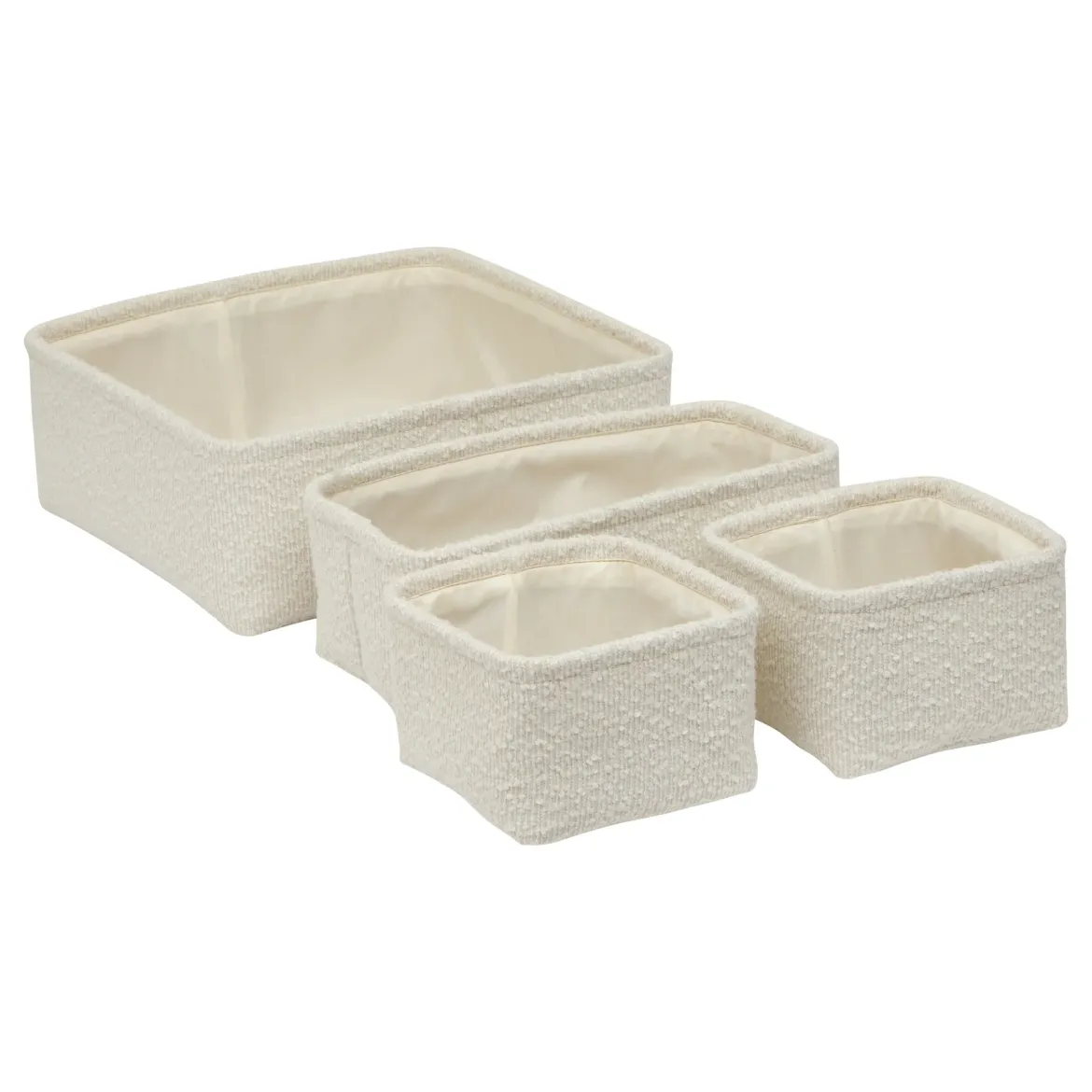 Zestaw 4 koszy tekstylnych BOUCLETTE, 15,5 x 15,5 x 11 cm