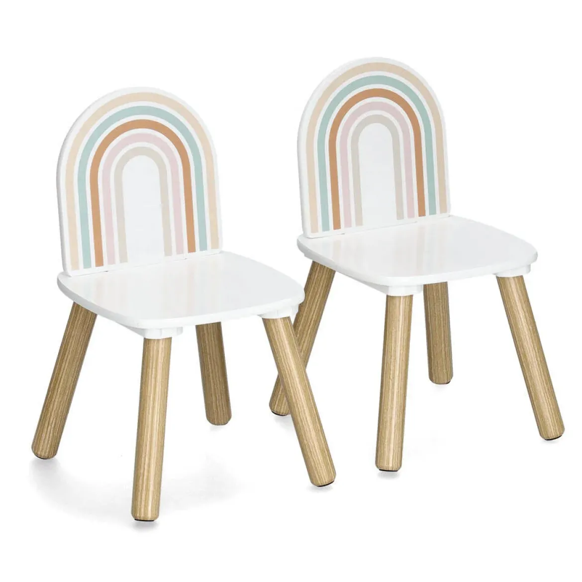 Zestaw mebli dla dzieci RAINBOW z MDF i sosny, stolik + 2 krzesła