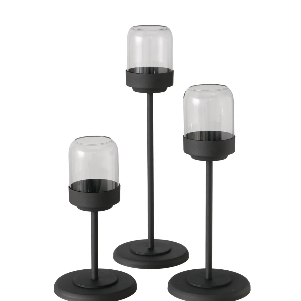 Zestaw metalowych lampionów ze szklaną kopułą SENZA, 3 szt
