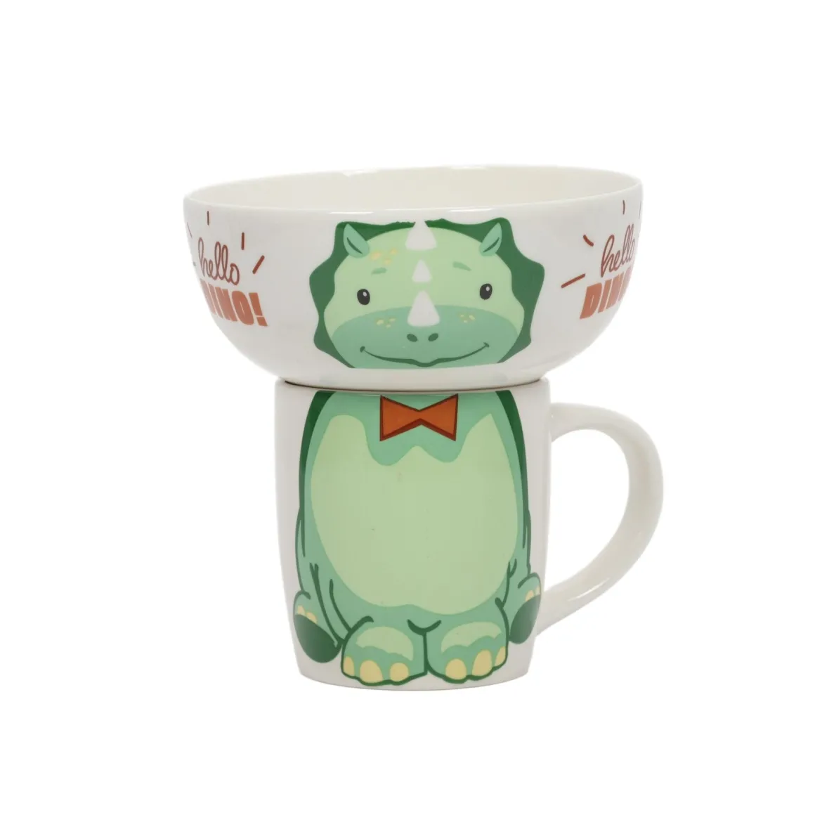 Zestaw prezentowy dla dziecka: miska i kubek z porcelany, 600 ml + 360 ml