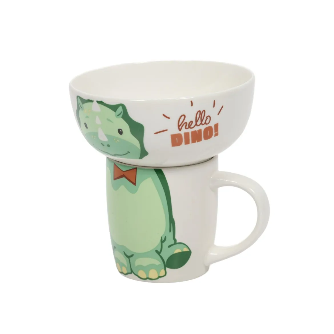 Zestaw prezentowy dla dziecka: miska i kubek z porcelany, 600 ml + 360 ml
