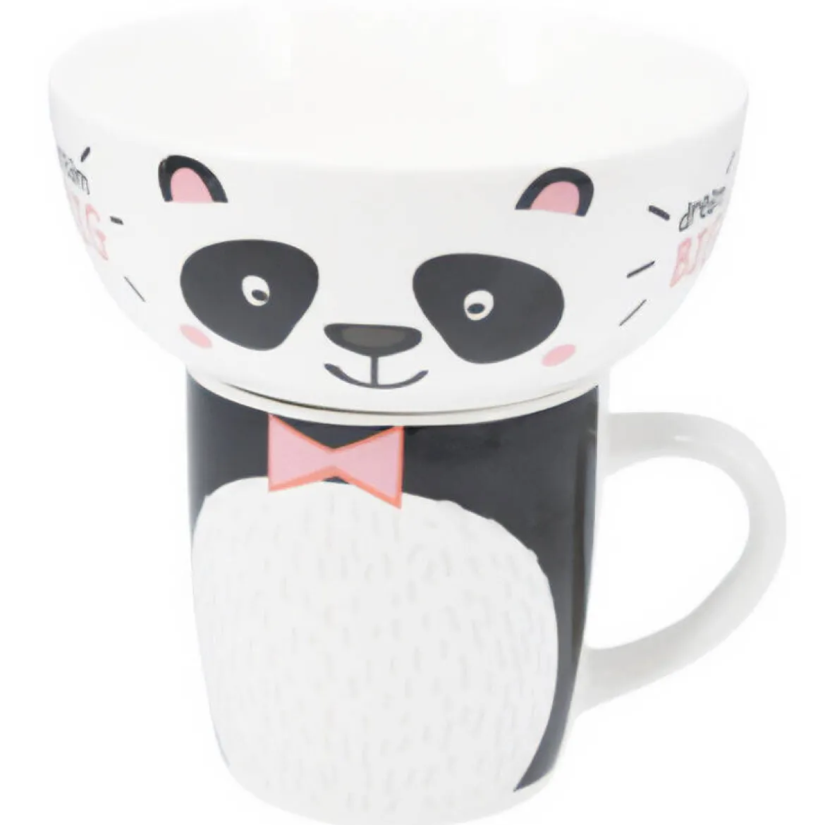 Zestaw prezentowy dla dziecka: miska i kubek z porcelany, 600 ml + 360 ml