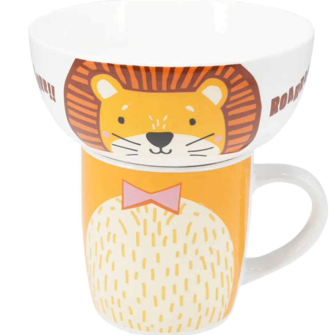 Zestaw prezentowy dla dziecka: miska i kubek z porcelany, 600 ml + 360 ml