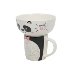 Zestaw prezentowy dla dziecka: miska i kubek z porcelany, 600 ml + 360 ml