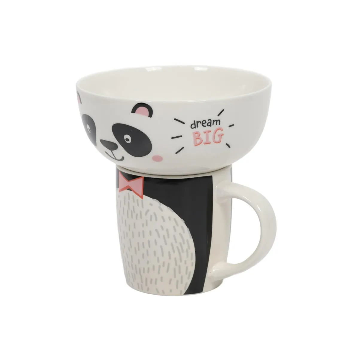 Zestaw prezentowy dla dziecka: miska i kubek z porcelany, 600 ml + 360 ml