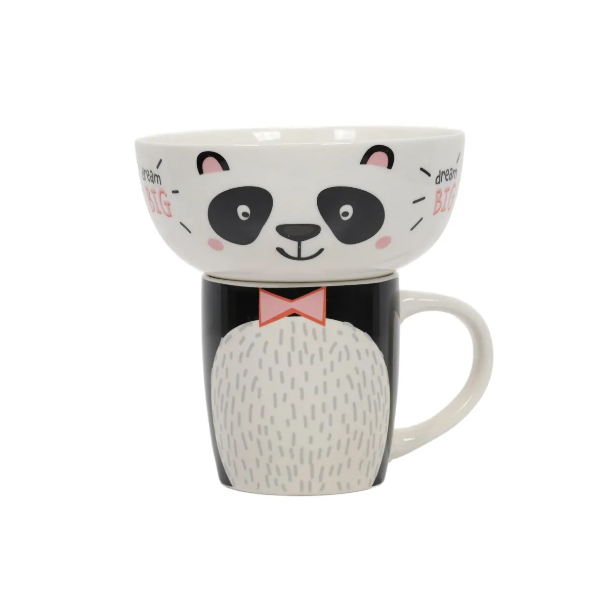 Zestaw prezentowy dla dziecka: miska i kubek z porcelany, 600 ml + 360 ml
