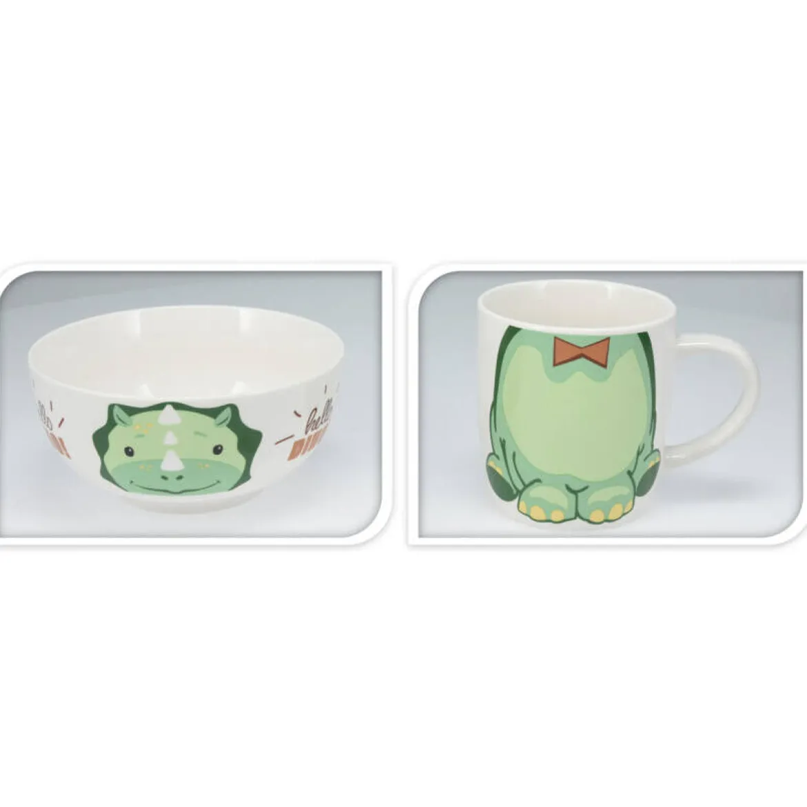 Zestaw prezentowy dla dziecka: miska i kubek z porcelany, 600 ml + 360 ml