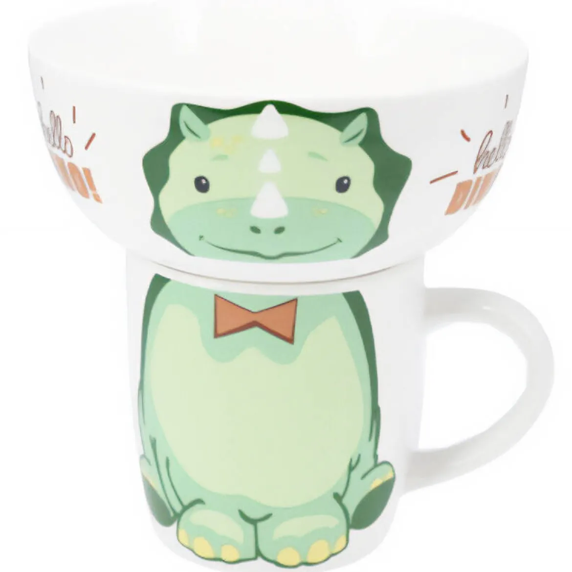 Zestaw prezentowy dla dziecka: miska i kubek z porcelany, 600 ml + 360 ml