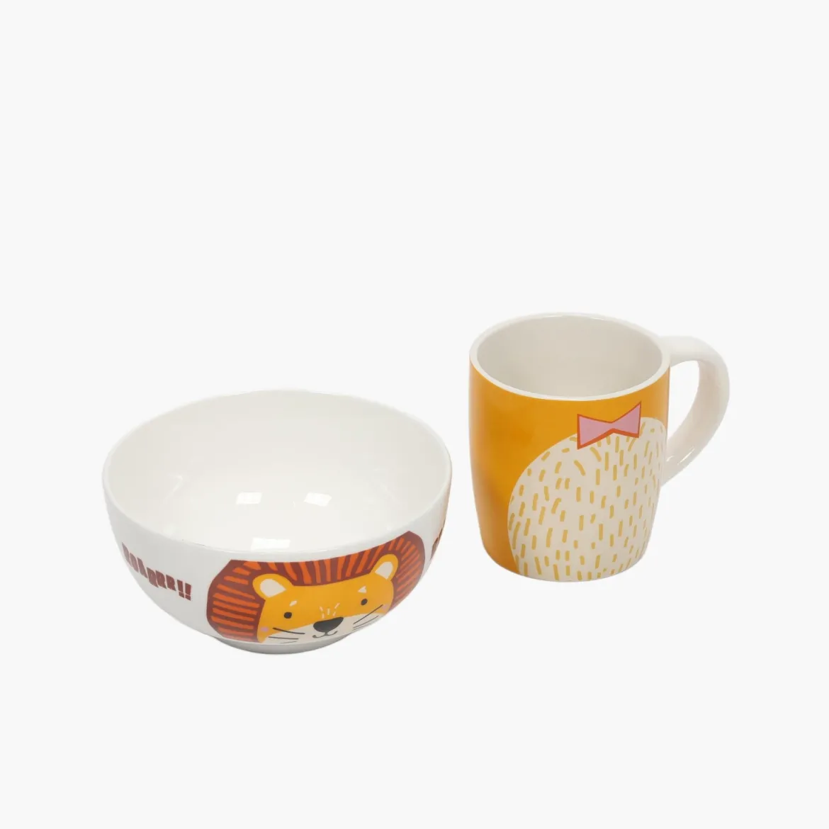 Zestaw prezentowy dla dziecka: miska i kubek z porcelany, 600 ml + 360 ml