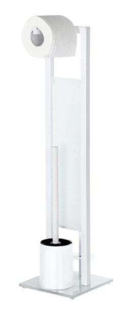 Zestaw: Stojak na papier toaletowy i szczotkę do WC, RIVALTA WHITE + kosz na śmieci CANDY WHITE - 6 l, WENKO