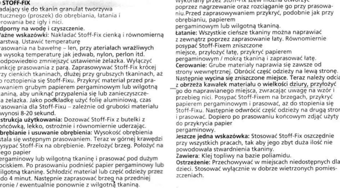 Zestaw: Taśma do podwijania i skracania + Klej w proszku do odzieży FABRIC-FIX