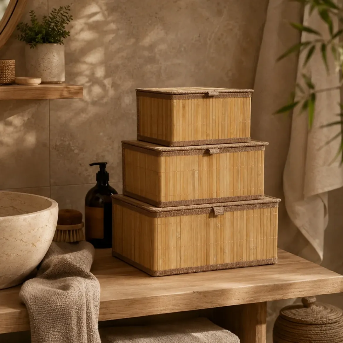Zestaw zamykanych koszyków w trzech rozmiarach TILVA