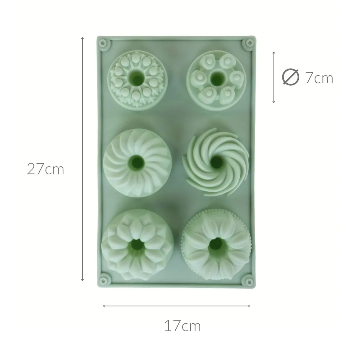 Zielona silikonowa forma na muffiny, 27 x 17 cm