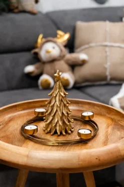 Złoty świecznik na 4 tealight, Ø 28,5 cm